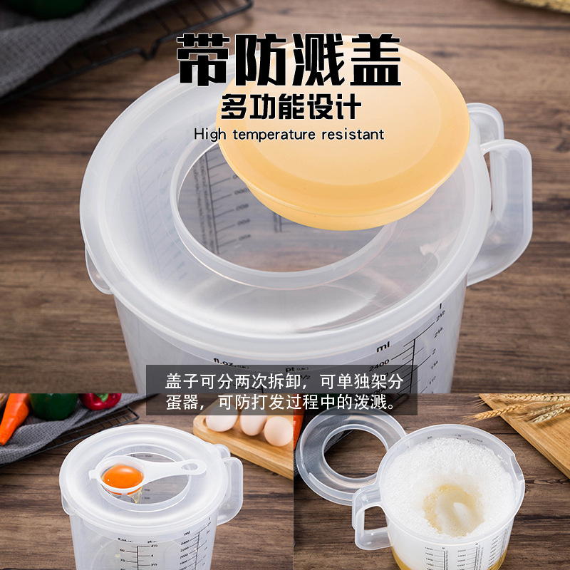Taza de medición para hornear de plástico con tapa a prueba de salpicaduras taza de medición para hornear taza de medición para el hogar con escala 5l de gran capacidad