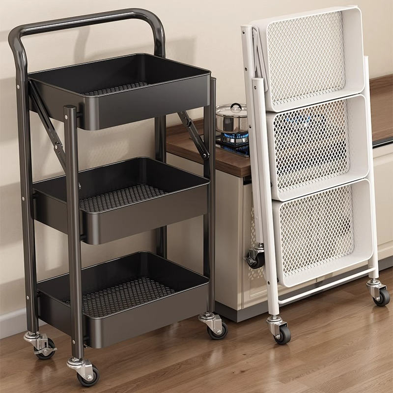 Sofá de carro de hierro forjado multifuncional plegable multicapa móvil estante de cabecera de la cama para sala de estar