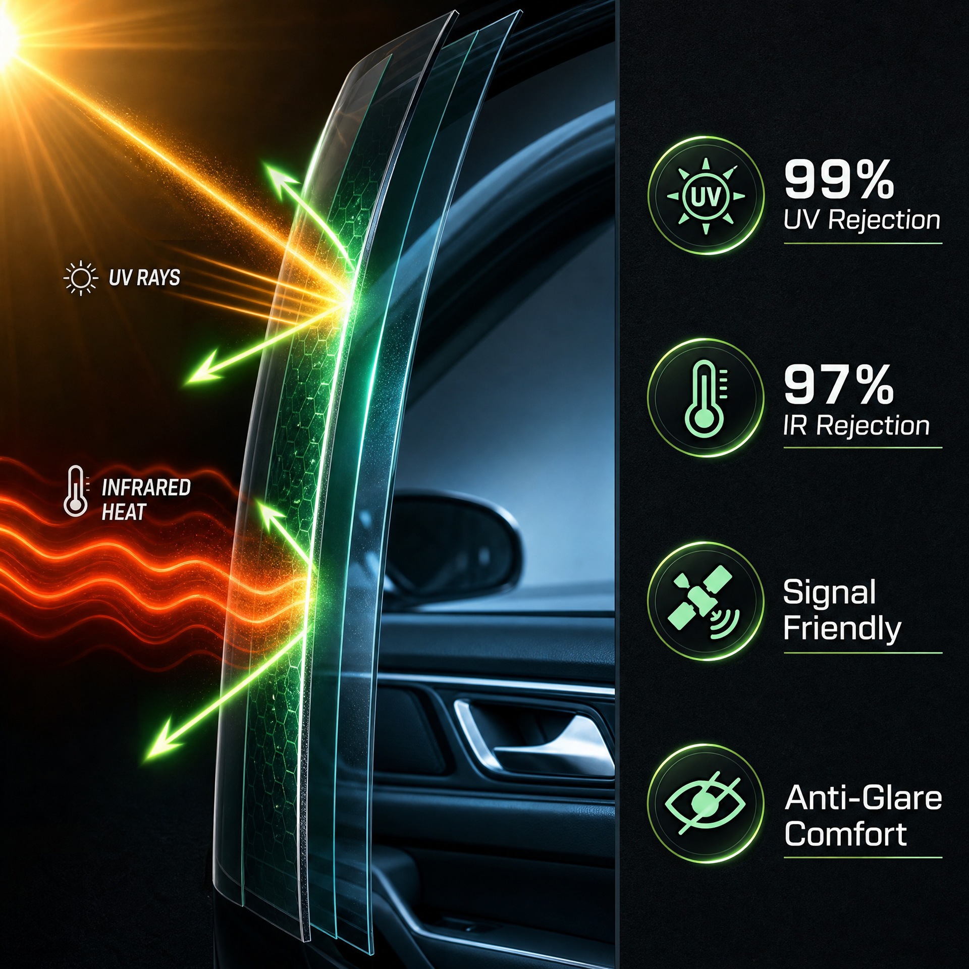 Car Solar Film 1Mil 2Mil 3Mil 4Mil Thick Imperial Purple Ceramic Film Safety Explosion-Proof High Insulation Film