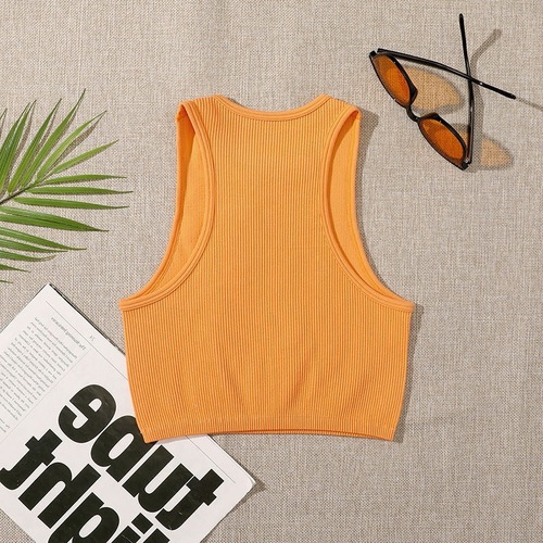 Elastic Rib-Knit Sleeves Casual Corset Indoor Tank Tops