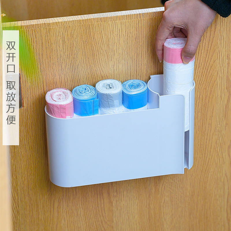 Kitchen Wall-Mounted Garbage Bag Storage Rack Without Punching, Collectable Garbage Bag Storage and Organization Rack, Simple Storage Box