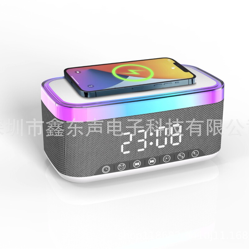 S300新型LEDディスプレイ時計目覚まし時計15wワイヤレス充電ホワイトノイズ高出力Bluetoothスピーカー|undefined