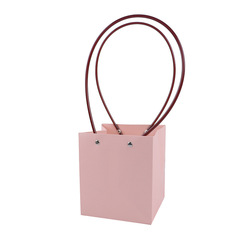 Portable Waterproof Floral Box Bags Holiday Gift Bouquet Packaging Brown Kraft Paper Handheld Bags Square Flower Insert Bag Wholesale