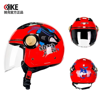 Motosiklet kaskı (dəbilqə) – Men's and Women's Half Helmet - 002-long-mirror-big-red-shark-m