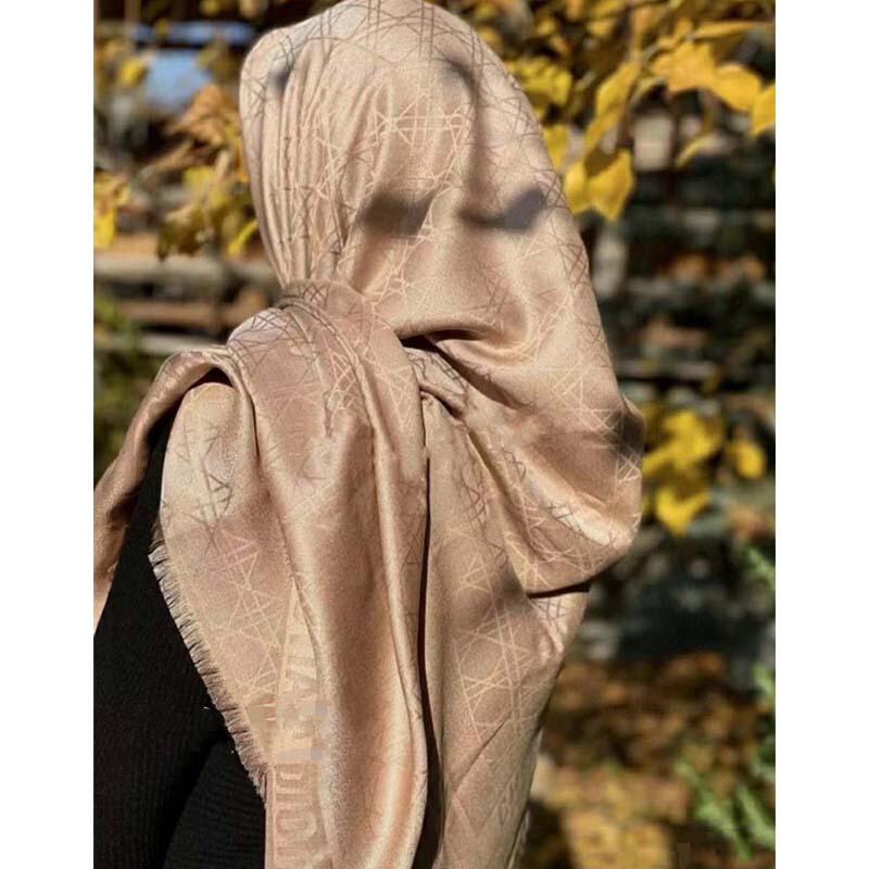 Dengge Pattern Letter Jacquard Silk Wool Cashmere Scarf for Women 140cm Large Square Scarf Warm Shawl Headscarf Autumn and Winter Dengge Pattern Letter Jacquard Silk Wool Cashmere Scarf for Women 140cm Large Square Scarf Warm Shawl Headscarf Autumn and Winter