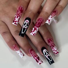 WM-102の血色の万聖長tの偽の爪の切れのハロウィンの祝日の鬼顔のフランスは甲の切れの卸売りを身につけます。