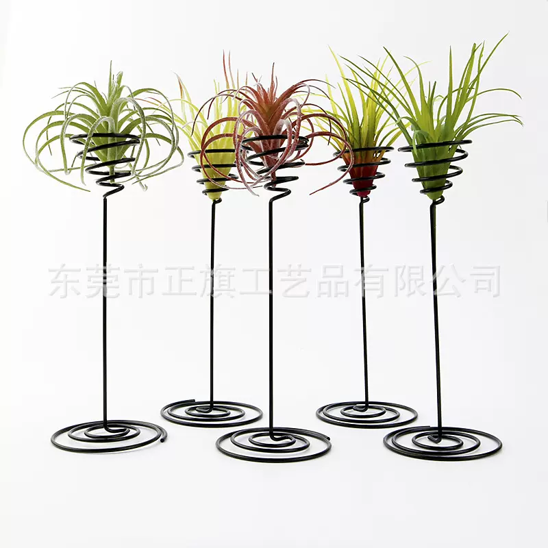 正旗五金新品推荐 黑色铁艺花架线成形带座植物花架空气凤梨