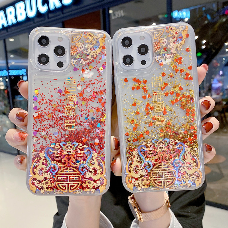Glitzernde Handyhülle Mit Glückssymbol Und Wohlstandsmotiv_voghion.com