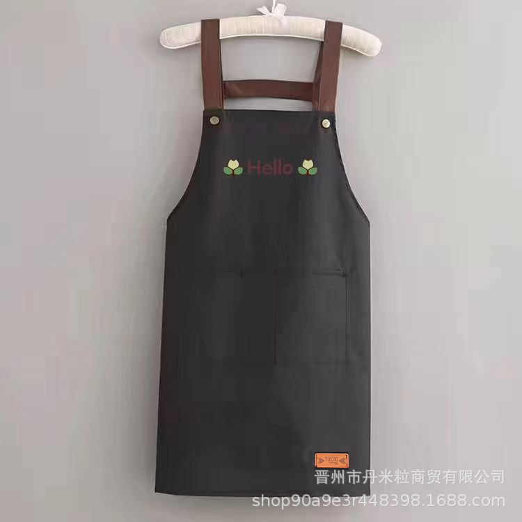 围裙防水防油男女款厨房做饭围腰纯色简约背带大兜餐厅工作服加长|undefined