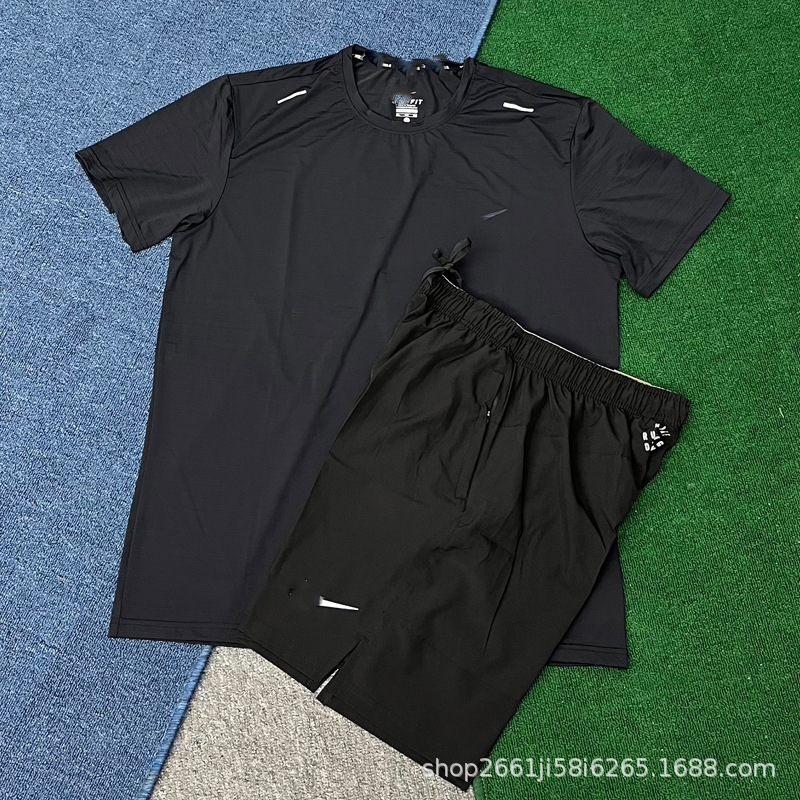 Sports Track and Field Training Ice Silk Short-Sleeved Summer Sports Suit for Men and Women Quick-Drying Fitness Running Basketball Tennis Clothing Wholesale