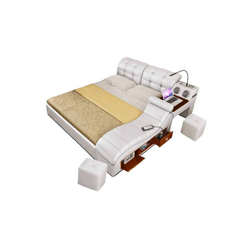Tatami cama de cuero real 1,8 m cama doble 1,5 m gran apartamento moderno simple inteligente suave boda cama romántica cama image 7