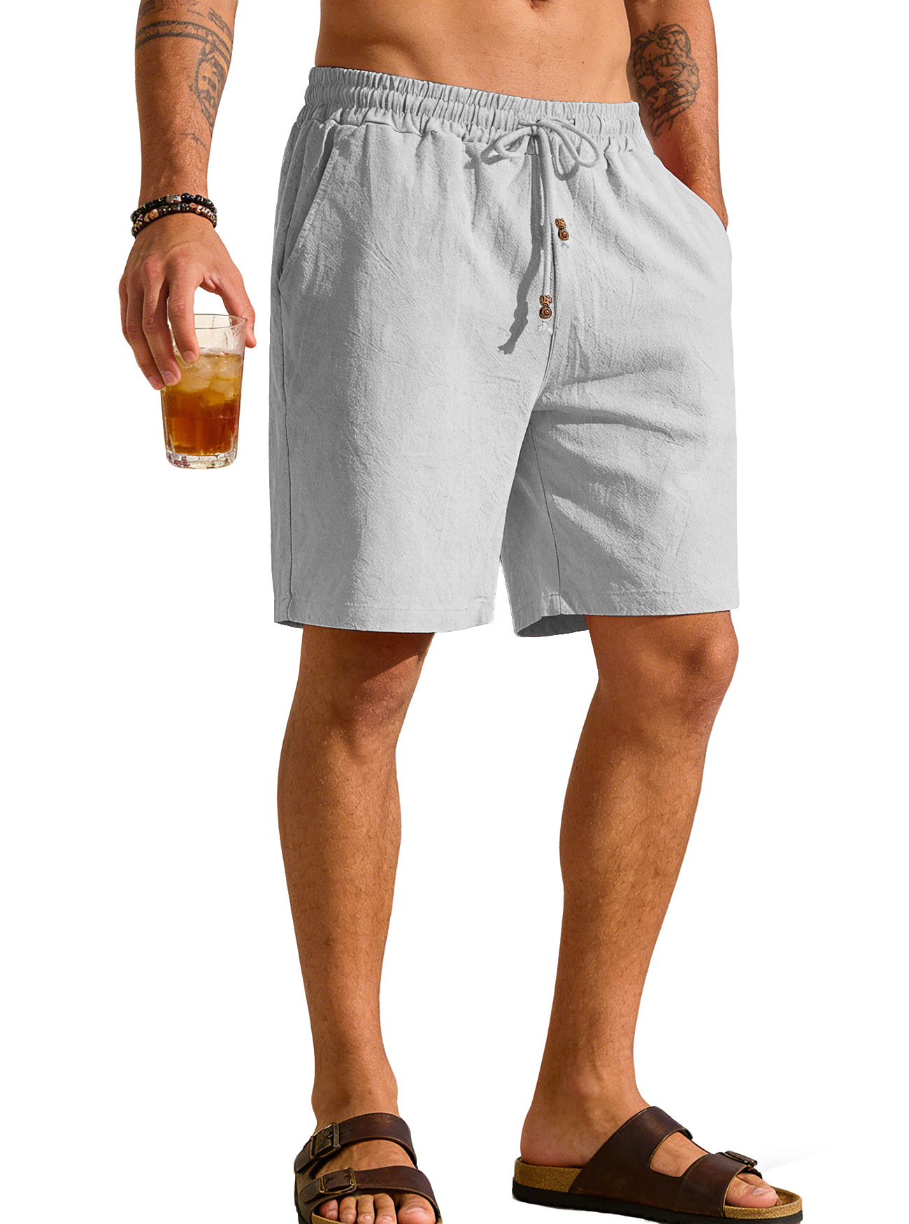 Transfronterizos de hombre Europa y América Amazon verano nuevo hombre algodón sólido ropa de playa pantalones cortos deportivos casuales sueltos