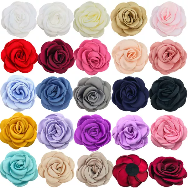 9cm hot selling roasted camellia flower Internet celebrity same style headdress flower handmade satin roasted rose flower in stock wholesale