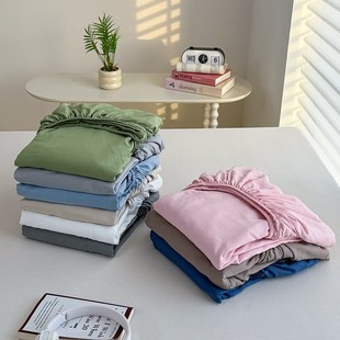 New Simple Solid Color Square Plaid Fitted Bed Sheets Pillowcases Simple Mattress Protector Fitted Bed Sheets Factory Direct Sale
