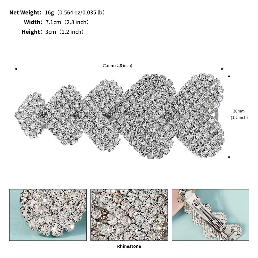20g Weight Hair Clip Hair Accessories Type 1 Piece Quantity Banquet, Party Occasion Rhinestone Material Heart Shape, Bow Knot Pattern All Seasons Season Women's Gender Elegant, Shiny Style Elegant Shiny Women's Heart Shape Bow Knot Rhinestone Hair Clip 12