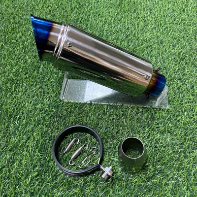 barrel SC series ZX4R, Motorcycle exhaust pipe - 89-oblique-stainless-steel-double-head-blue-51mm