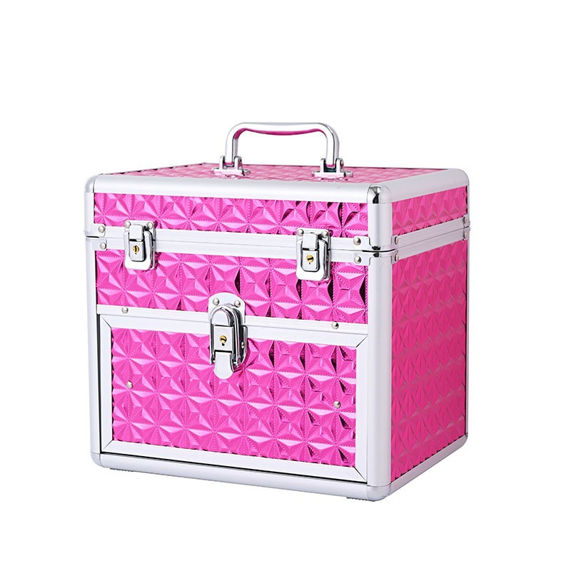 Caja de maquillaje multifuncional con espejo con lámpara portátil de gran capacidad caja de herramientas de maquillaje caja de almacenamiento de manicuras de mercado nocturno