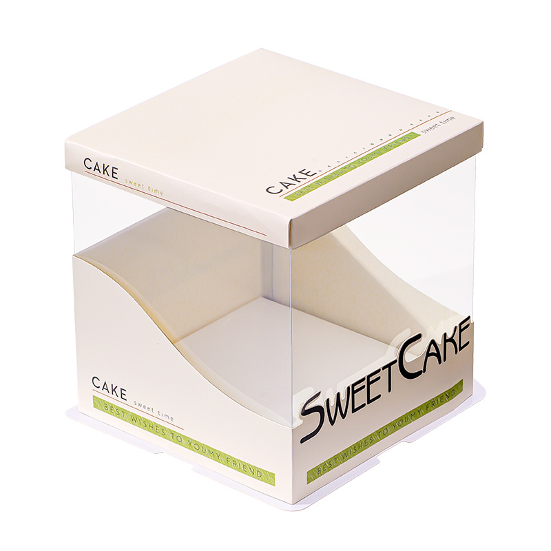 Caja de pastel de cumpleaños Caja de pastel totalmente transparente Nueva caja de embalaje de pastel con sello de cintura 6 6 8 8 10 10 12 pulgadas simple y doble