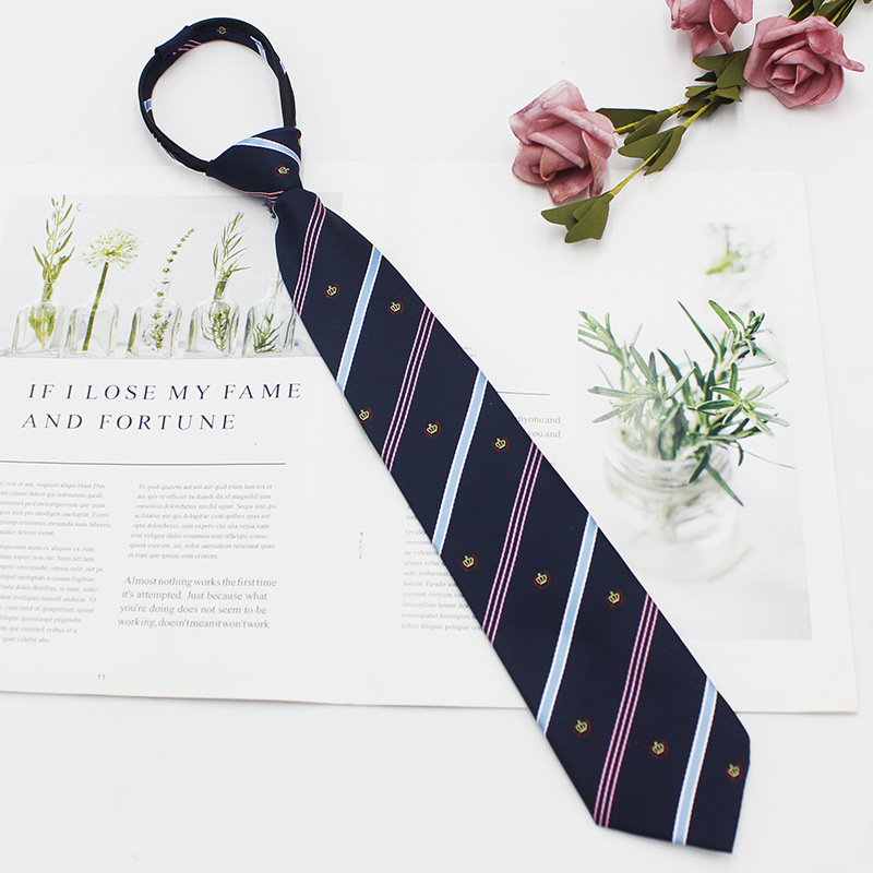 Venta directa de fábrica JK uniforme corbata cremallera 7cm temporada de graduación estudiantes masculinos y femeninos uniformes escolares accesorios poliéster jacquard