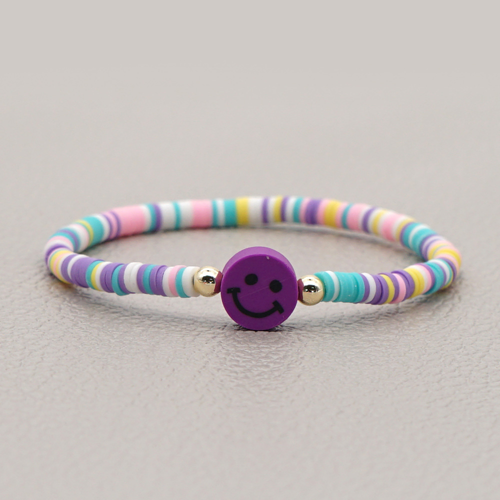 Fashion Rainbow Soft Ceramic Beaded Multicolor Smiley Face Bracelet display picture 11