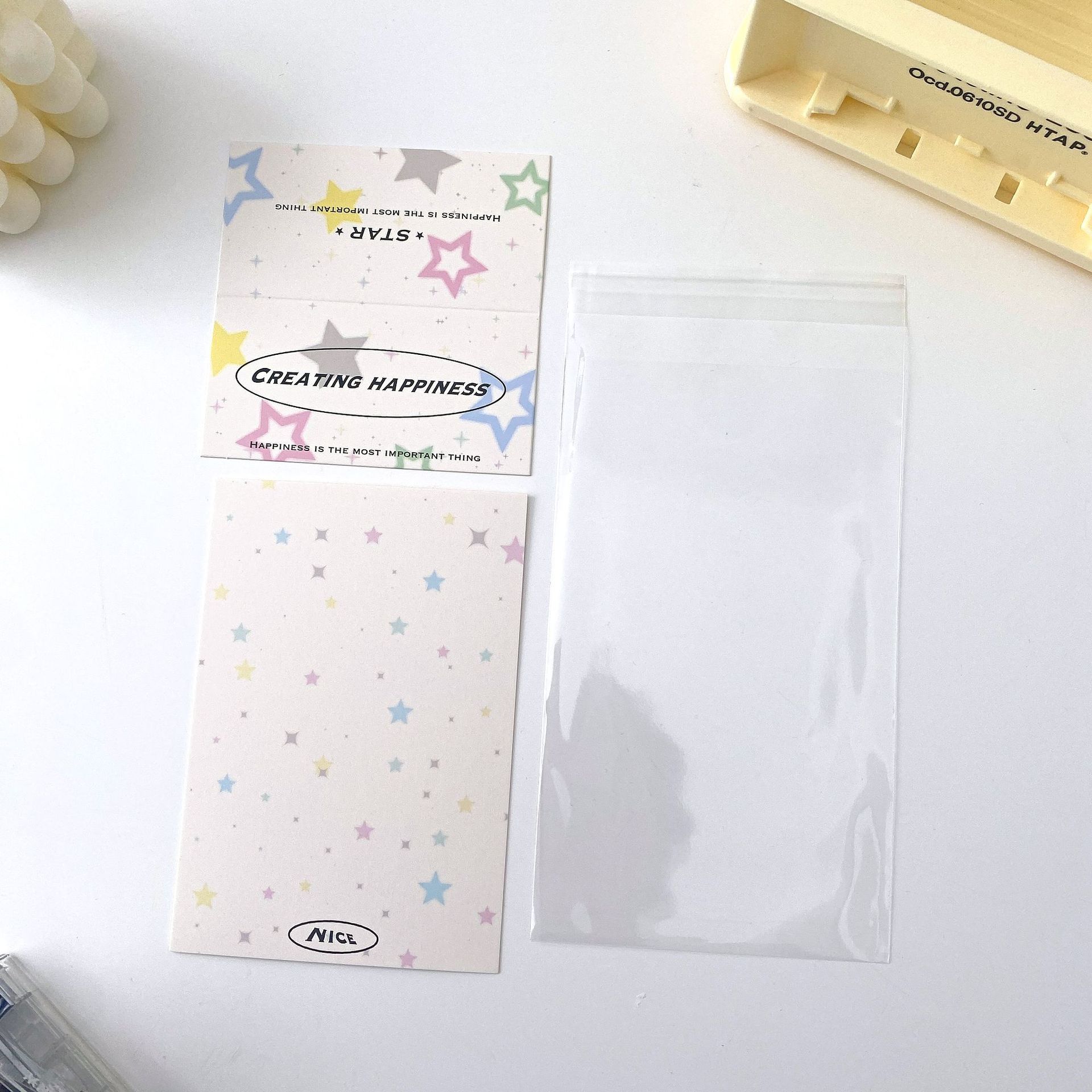 한국식 컬러풀 스타 (카드 헤드 + 카드 뒷면 + 실크 opp 가방 9개)