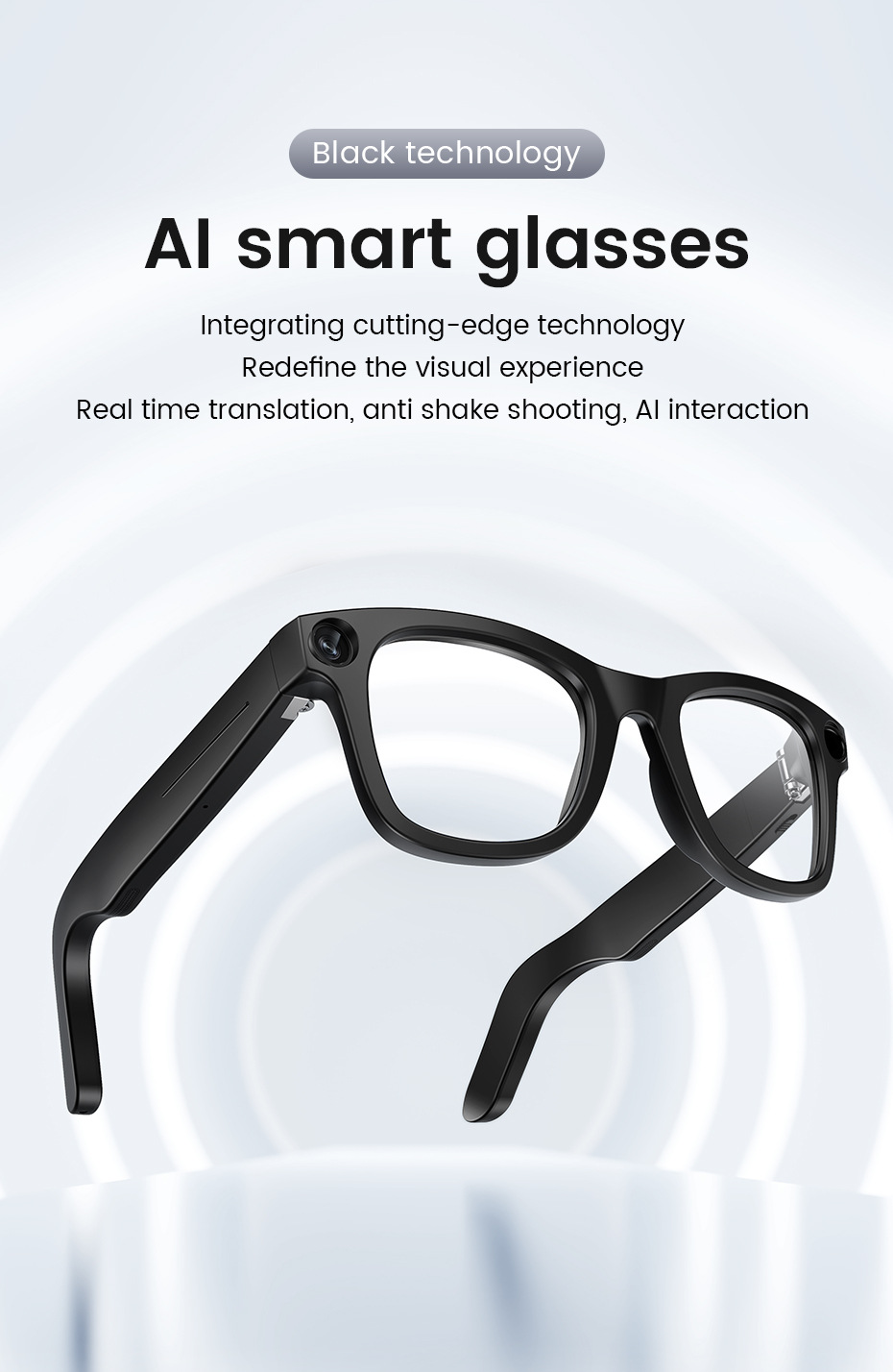 Grenzüberschreitend neue E03 intelligente KI-Foto-Brille mit 800W Kamera, Bildstabilisierung, Fotografie, Erkennung, Übersetzung intelligente Brille