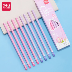 Deli writing pencil simple and cute wooden triangle pole for primary and secondary school students to correct the grip HB pencil stationery wholesale