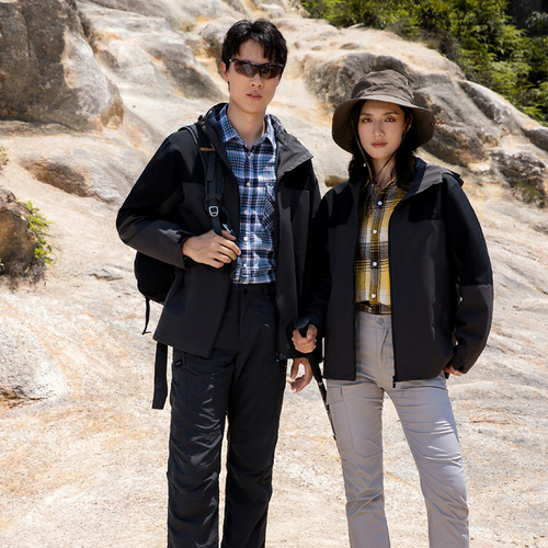 Customized Autumn/Winter Outdoor Unisex Color-Block Windproof & Waterproof 3-in-1 Workwear with Logo Printing