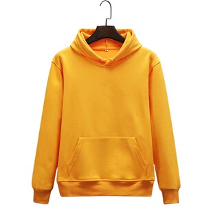 Solid color blank hooded plus velvet pullover sweater autumn and winter casual knitted hoodie custom LOGO factory wholesale