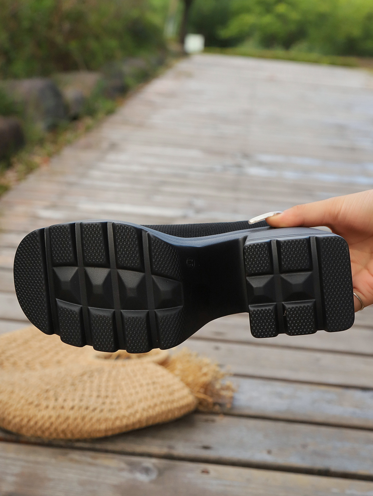 Large size large size short boots new square head waterproof platform high heels fashion thick soled elastic boots_voghion.com