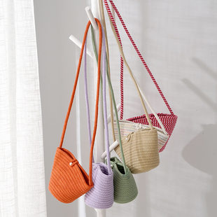 Summer straw woven purse, beach bucket, mobile phone, wallet, one-shoulder bag, DIY