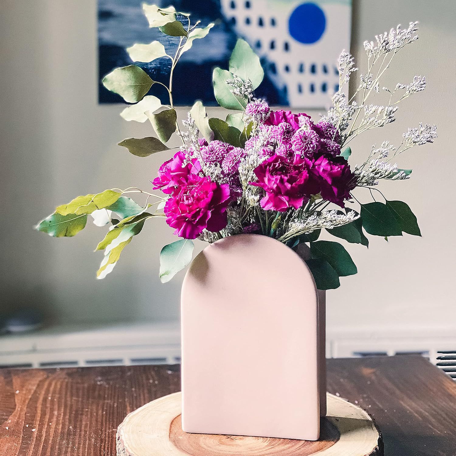 INS estilo Rosa jarrón de cerámica decoración de la sala de estar TV pasillo gabinete flor seca arreglo floral simple decoración del hogar