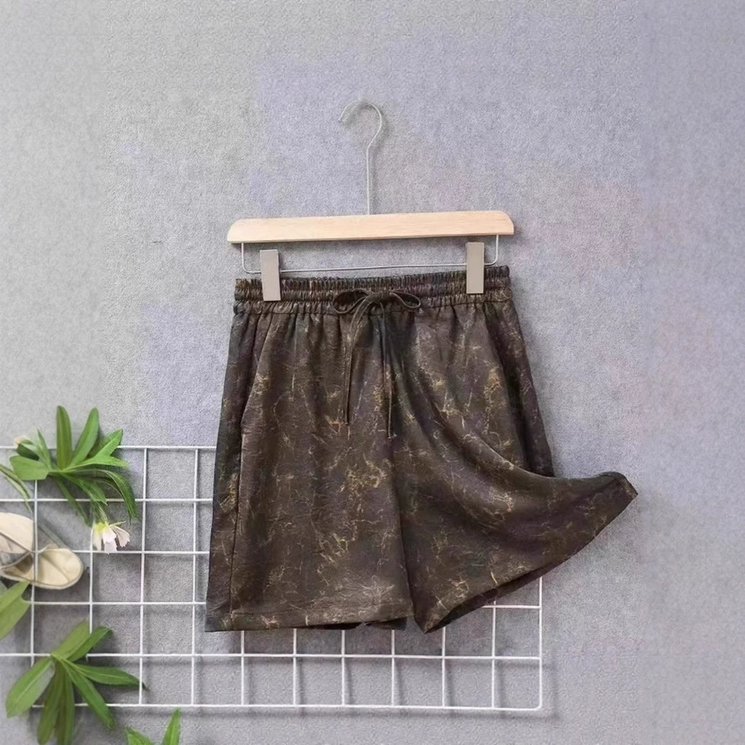 Новые летние модные универсальные свободные шорты с эффектом уменьшения возраста, повседневные шорты из масляной кожи, старый материал, плотно прилегающие брюки с пятью точками