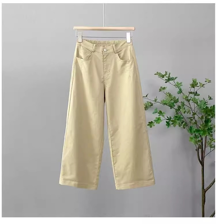 Quần ống đứng nữ cạp cao mỏng nhẹ mùa hè, dáng suông rộng rãi, ống hẹp dần — Màu hồng [tám điểm kiểu mùa hè] chi tiết 17
