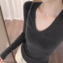 高级感简约细羊毛针织衫女秋冬新款气质修身显瘦内搭打底衫上衣潮