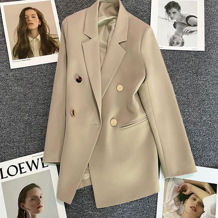 Autumn white fitted suit, jacket, high-quality style
