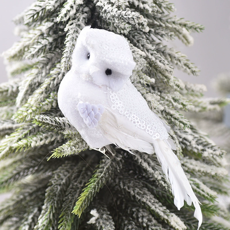 Simulation Owl Horticultural Christmas Decoration Bubble Feather Crafts Crafts Christmas Tree Decoration Swelling Spot Positive Wholesale
