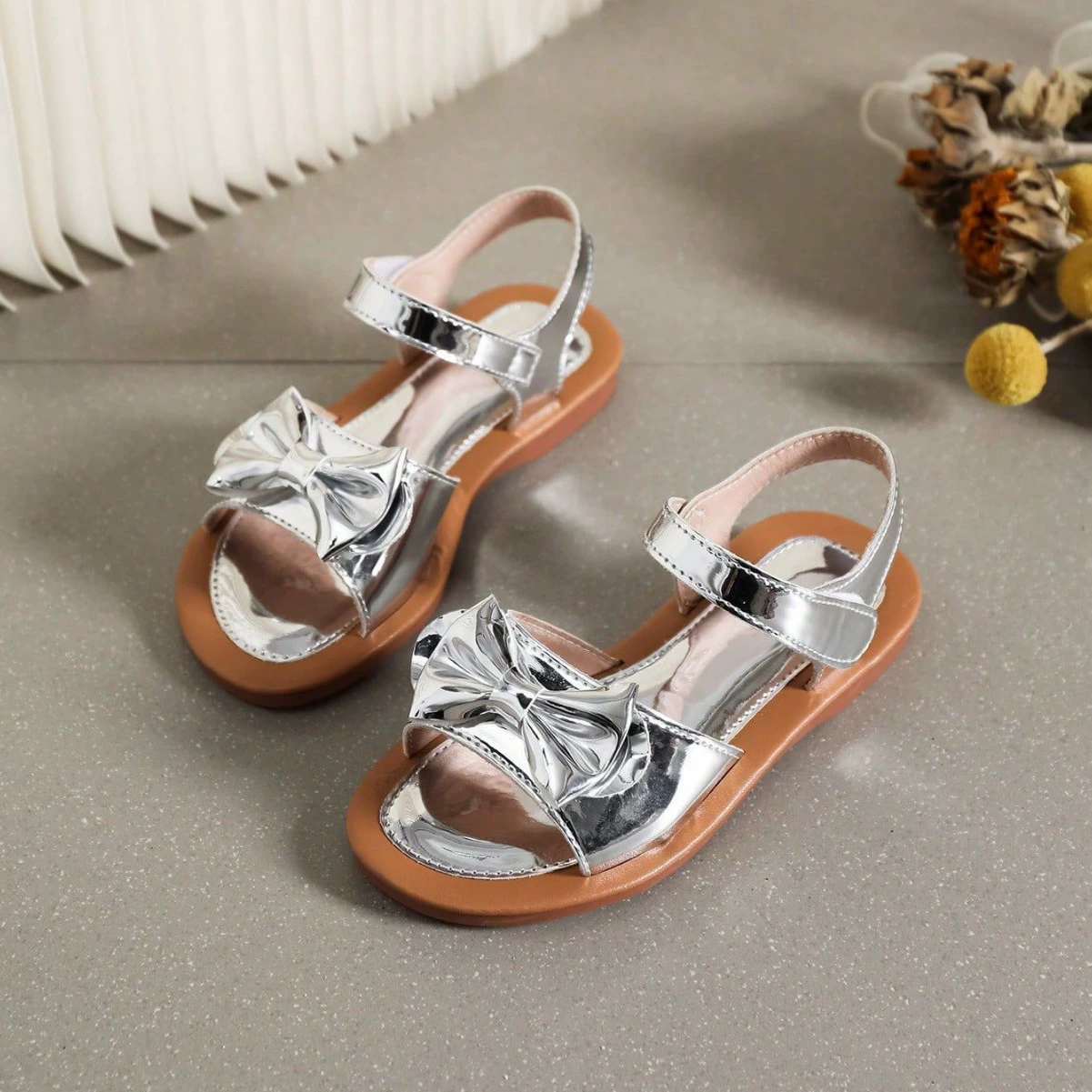 Детские сандалии для трансграничной торговли: универсальные пляжные сандалии-балетки с бантом для девочек