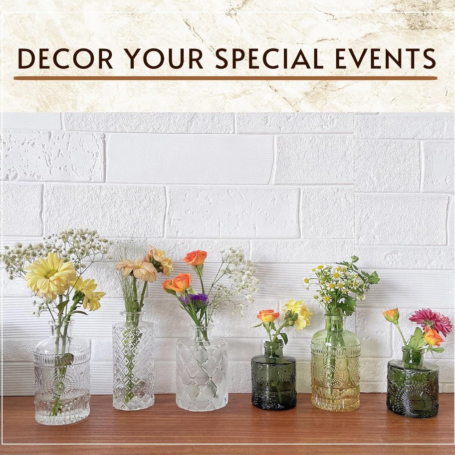 Amazon conjunto de vasijas de vidrio floral de alto nivel sentido retro mini vasijas en el viento de alta belleza adornos