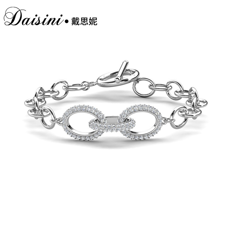 Daisi Ni's New Gold-Plated Bracelet Interlocking Bracelet Set with Swarovski Elements Crystal Bracelet for Women