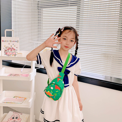 Girls cross-body spray-painted dinosaur chest bag new Korean style small cross-body bag cute baby waist bag travel backpack children's bag