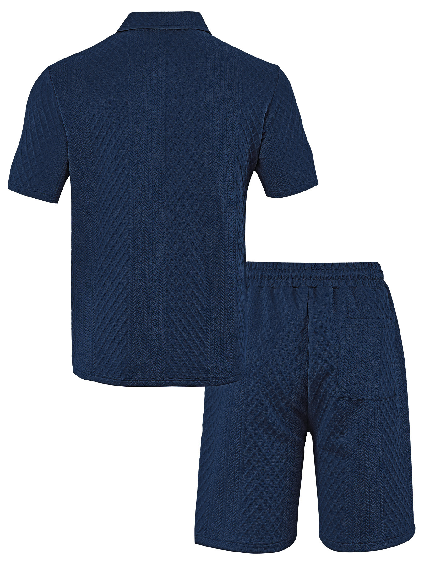 Herren Freizeit Sport Jacquard Polohemd Und Shorts Set Sommer_voghion.com