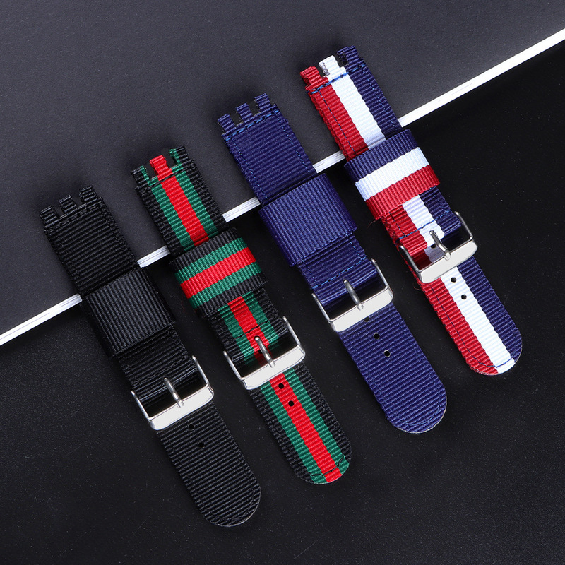 For SWATCH SWATCH watch nylon canvas strap male strap 17/19/20mm nylon strap