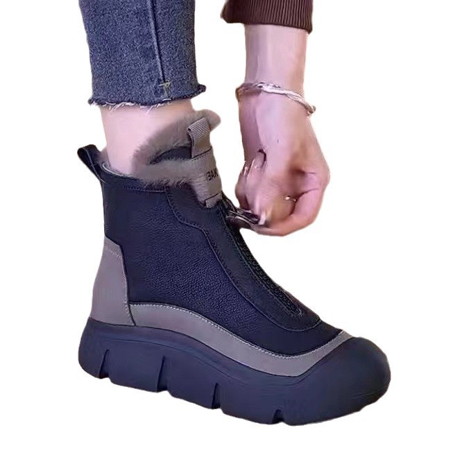 2024 invierno nuevas botas de nieve zapatos de algodón para mujer de suela gruesa botas Martin más zapatos de algodón cálidos de terciopelo botas cortas casuales