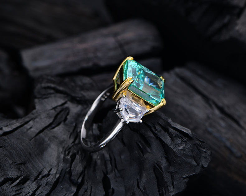 Fashion Geometric Sterling Silver Inlay Zircon Rings 1 Piece