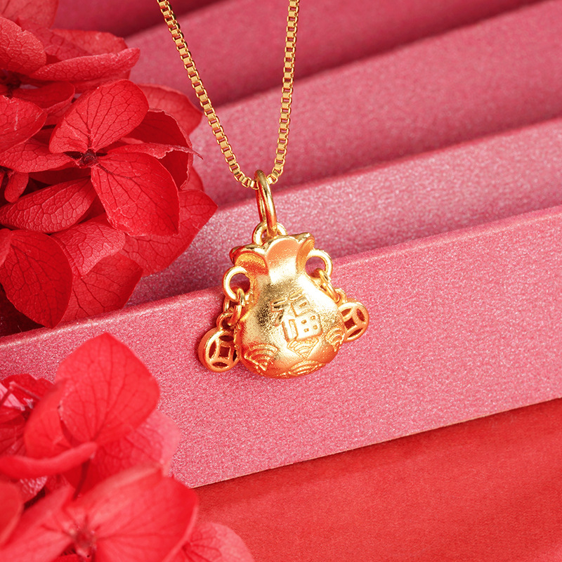 Vietnam arena oro fu carácter Lucky Bag colgante moneda de cobre no se desvanece durante mucho tiempo todo-juego Xiangyun estilo chino hombres y mujeres joyería