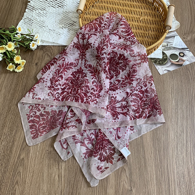 Bufanda de seda, bufanda cuadrada pequeña, personalidad retro, textura de algodón y lino, turbante, banda para el cabello, habitación con aire acondicionado de verano, protección para el cuello, chal exterior