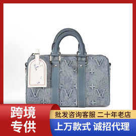 跨境抖快包包女士手提包keepall 25 M22762波士顿枕头包牛仔布