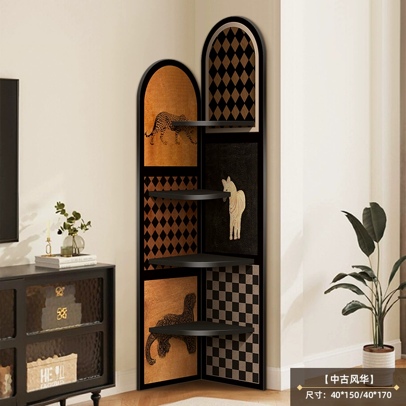 Религиозная? Medieval style floor-standing ornaments living room TV cabinet wall corner cabinet retro storage rack multi-layer triangle cabinet