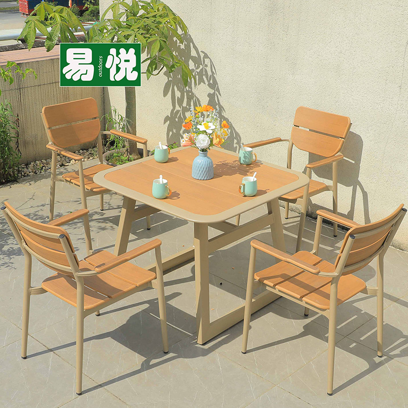 Combinación 8:4 silla 93*93 * H75 mesa cuadrada de madera de plástico Géminis